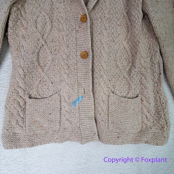 Eddie Bauer Chunky Cable Knit Lambs Wool cotton blend Cardigan Sweater, size‎ L - Picture 3 of 15